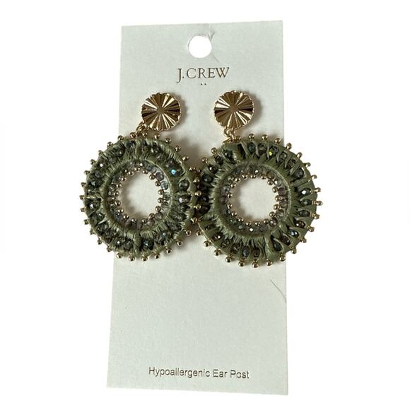 J. Crew Green Beaded circle earrings - Picture 1 of 8